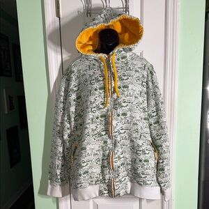 Akademiks White & Green Vintage Y2K Urban Street Wear Zip Up Hoodie Size 2XL